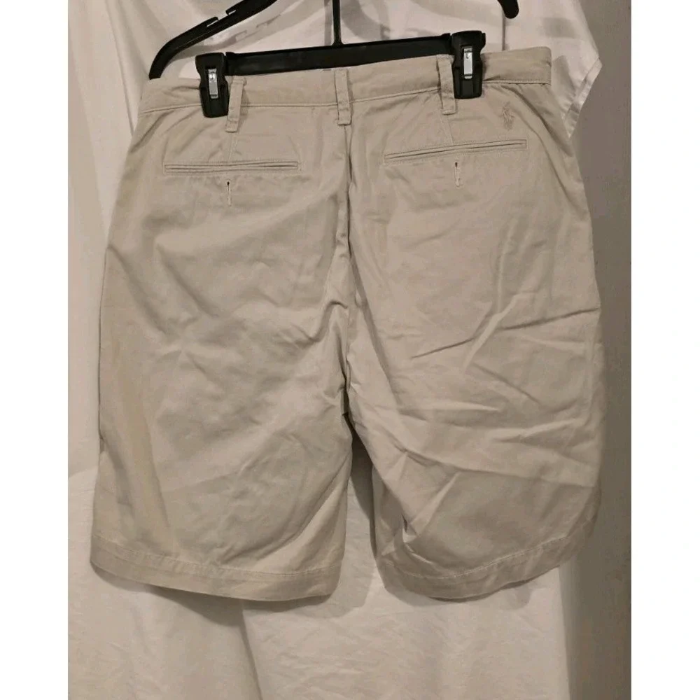 Polo Ralph Lauren Pony‎ Relaxed Fit Khaki Flat Front Mens Shorts 33